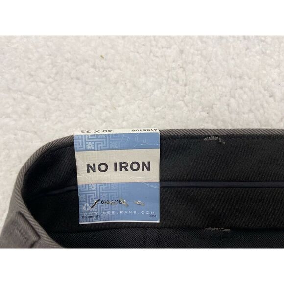 VTG LEE Pants Men 40x32 Dark Gray Relaxed Pleated NO IRON Permanent Crease Dress - Picture 10 of 16